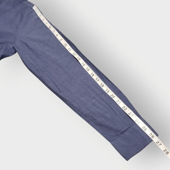 John Varvatos Cotton Button Up Shirt Chambray Blue Sz Lg Career Preppy Business - Picture 14 of 16